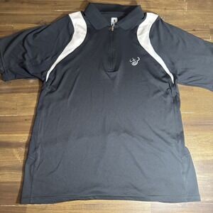 Disney Polo Shirt Champion‎ Double Dry 1/4 Zip Golf Polo Black and White Size M